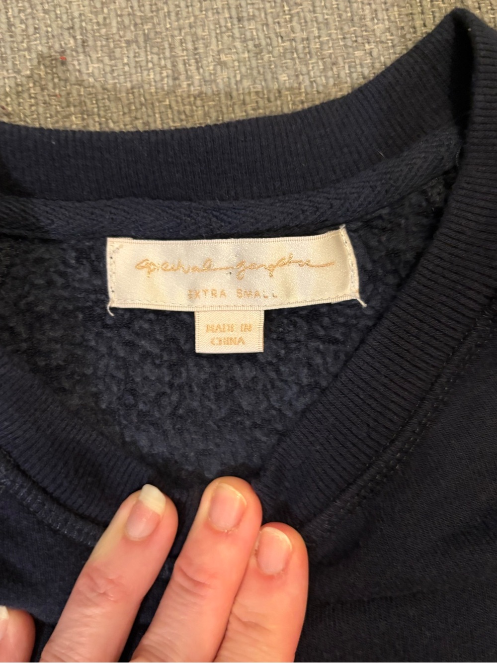 Spiritual Gangster Navy Crewneck Sweatshirt with Orange & White Embroidery - Picture 2 of 3